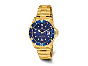 Charles Hubert Gold-plated Stainless Steel Blue Dial Watch