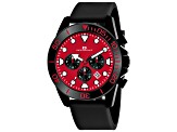 Oceanaut Men's Naval Red Dial, Black Silicone Watch