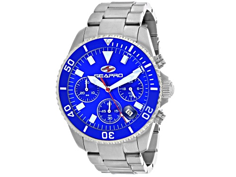 Seapro Men's Scuba 200 Chrono Blue Dial, Stainless Steel Watch