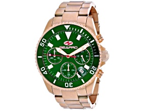 Seapro Men's Scuba 200 Chrono Green Dial, Rose Stainless Steel Watch