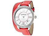 Swarovski Women's Alia Day Double Tour 37mm Quartz White Dial Red Leather Strap Watch