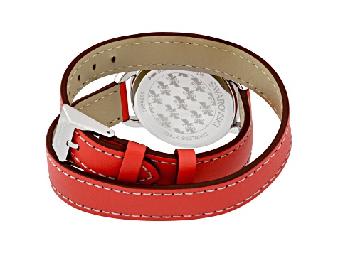 Swarovski Women's Alia Day Double Tour 37mm Quartz White Dial Red Leather Strap Watch