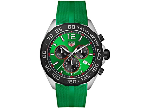 Tag Heuer Men's Formula 1 Green Dial, Green Rubber Strap Watch