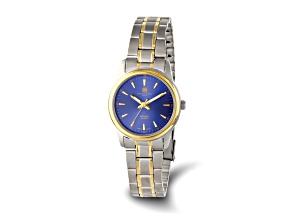 Ladies Charles Hubert Two-Tone Titanium 30mm Blue Dial Watch