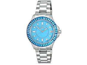 Oniss Women's Crown Blue Dial, Stainless Steel Bracelet Watch