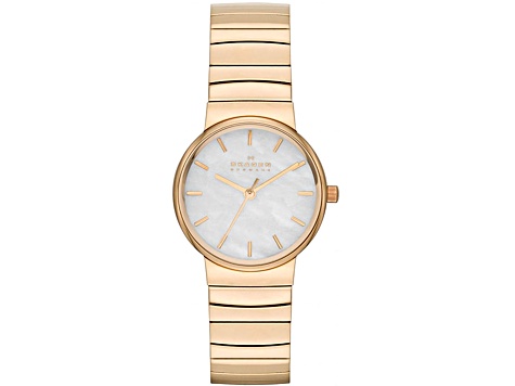 Skagen Women's Classic Mother-Of-Pearl Dial Yellow Stainless Steel Watch