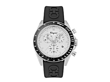 Picture of Ferragamo Urban Mens Watch 43mm Stainless Steel Case Silver Tone Sunray Dial Silicone Strap