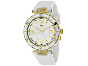 Seapro Women's Seductive White Dial and Bezel with Yellow Accents, White Silicone Strap Watch
