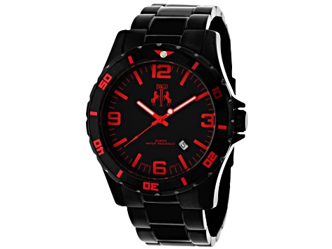 Jivago Men's Ultimate Black Dial with Red Accents, Black Stainless Steel Watch