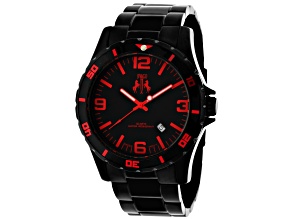 Jivago Men's Ultimate Black Dial with Red Accents, Black Stainless Steel Watch