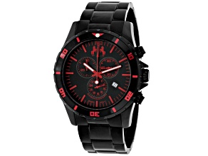 Jivago Men's Ultimate Black and Red Dial and Bezel, Black Stainless Steel Watch