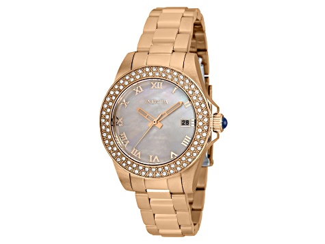Invicta Angel 34mm White Dial Rose Stainless Steel Quartz Watch