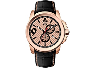 Jivago Men's Gliese Rose and Black Dial, Black Leather Strap Watch