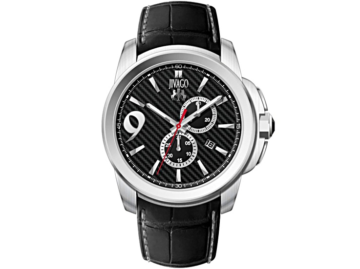 Jivago Men's Gliese Black Dial, Black Leather Strap Watch - 16C1FD