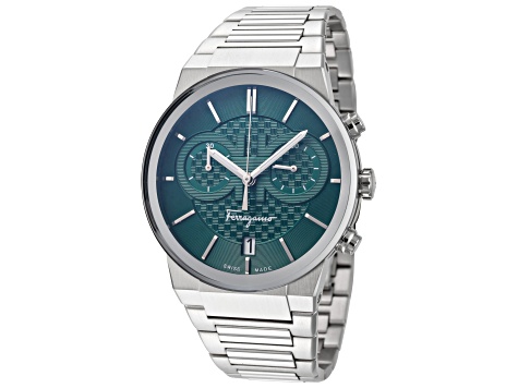 Ferragamo Men's Sapphire 41mm Quartz Green Dial Stainless Steel Watch