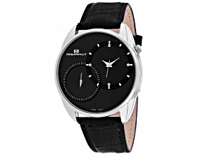 Oceanaut Men's Sentinel Black Dial, White Bezel, Black Leather Strap Watch