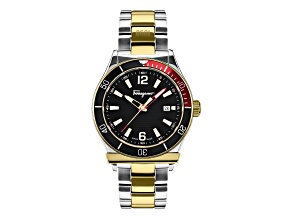 Ferragamo 1898 Watch 44MM Yellow Case Blue Guilloché Dial Yellow Bracelet