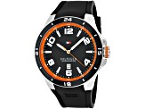 Tommy Hilfiger Men's Sport Black Dial With Orange Accents, Black Silicone Strap Watch