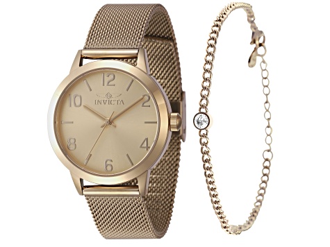 Invicta Wildflower 34mm Yellow Stainless Steel Bracelet Quartz Watch