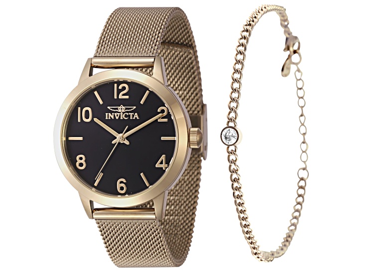 Invicta Women\'s Wildflower Gold and Silver watch with black Honeycomb dial 32mm Wildflower model 48232 | InvictaWatch.com main image 3
