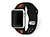 Gametime MLB Baltimore Orioles Black Silicone Apple Watch Band (38/40mm M/L). Watch not included.