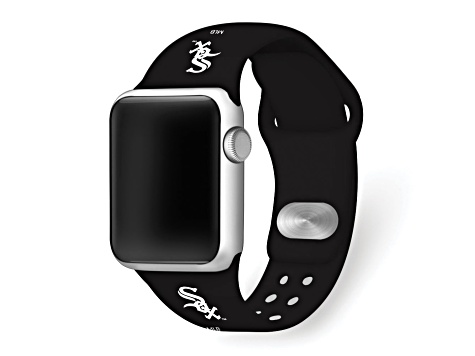 Gametime MLB Chicago White Sox Black Silicone Apple Watch Band (38/40mm M/L). Watch not included.