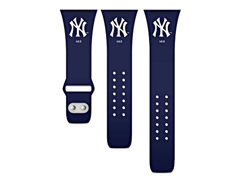 Gametime MLB New York Yankees Navy Silicone Apple Watch Band (38/40mm M/L). Watch not included.