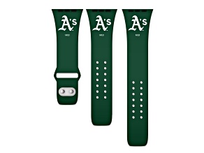Gametime MLB Oakland Athletics Green Silicone Apple Watch Band (38/40mm M/L). Watch not included.