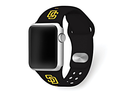 Gametime MLB San Diego Padres Navy Silicone Apple Watch Band (38/40mm M/L). Watch not included.