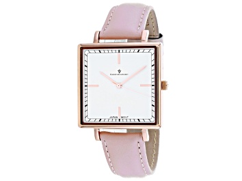 Picture of Christian Van Sant Women's Callista White Dial, Pink Leather Strap Watch