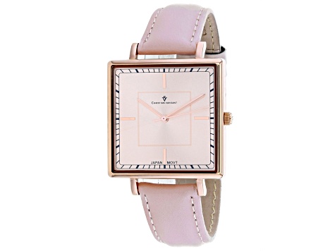 Christian Van Sant Women's Callista Pink Dial, Pink Leather Strap Watch