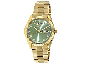 Oniss Men's Admiral Green Dial, Yellow Stainless Steel Bracelet Watch
