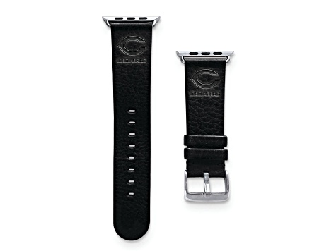 Gametime Chicago Bears Leather Band fits Apple Watch (38/40mm M/L Black). Watch not included.