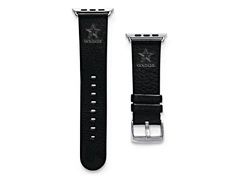 Gametime Dallas Cowboys Leather Band fits Apple Watch (38/40mm M/L Black). Watch not included.