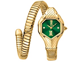 Just Cavalli Women's Serpente Green Dial, Yellow Stainless Steel Watch