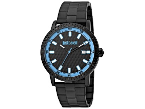 Just Cavalli Men's Young Regolare 42mm Quartz Black Dial Black Stainless Steel Watch