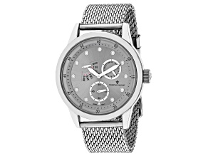 Christian Van Sant Men's Rio Gray Dial, Silver-tone Mesh Stainless Steel Watch
