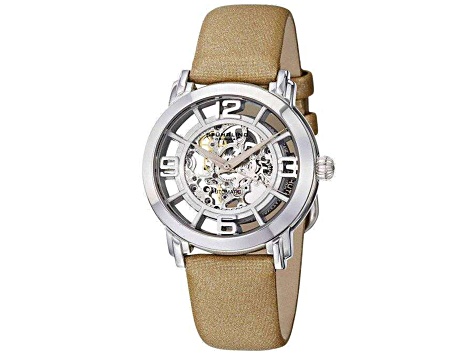 Stuhrling Women's Legacy White Dial, Brown Leather Strap Watch