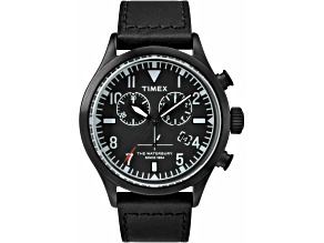 Timex Men's Waterbury Black Leather Strap Watch