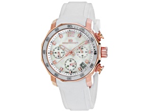 Oceanaut Women's Tune White Dial with Rose Accents, White Rubber Strap Watch