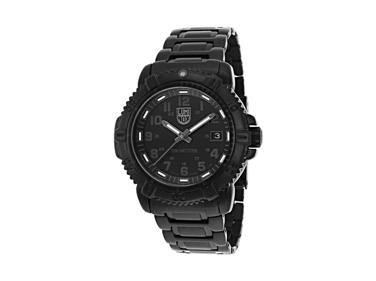 Luminox Modern Mariner 6250 ダイヤル ブラックレザー Luminox Women's Modern Mariner Black IP Stainless Steel Dial Watch