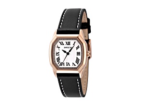 Invicta Wildflower 27mm Rose Bezel Black Leather Strap Quartz Watch