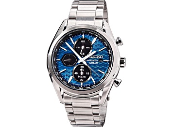 Picture of Seiko Men's Chronograph Blue Dial Stainless Steel Solar Powered Watch