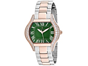 Christian Van Sant Women's Bianca Green Dial, Rose Two-tone Stainless Steel Bracelet Watch