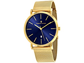 Christian Van Sant Men's Paradigm Blue Dial, Yellow Stainless Steel Watch