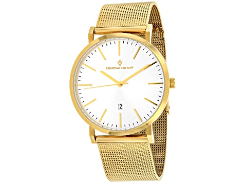 Christian Van Sant Men's Paradigm White Dial, Yellow Stainless Steel Watch