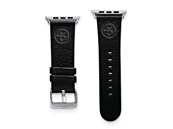 Picture of Gametime Pittsburgh Steelers Leather Band fits Apple Watch (38/40mm S/M Black). Watch not included.