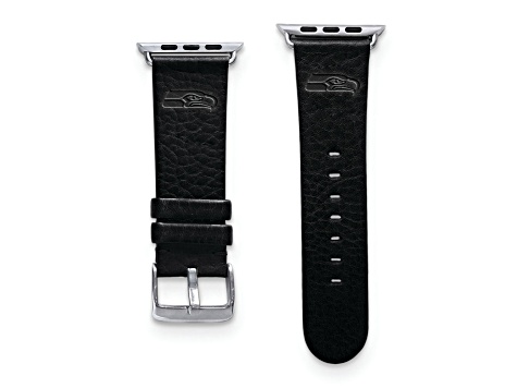 Gametime Seattle Seahawks Leather Band fits Apple Watch (38/40mm S/M Black). Watch not included.