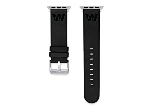 Gametime Washington Commanders Leather Apple Watch Band (38/40mm S/M Black). Watch not included.