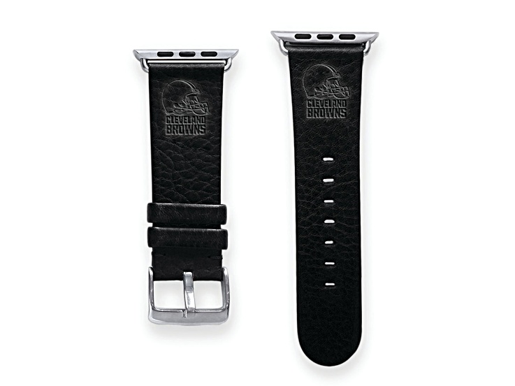 Gametime Cleveland Browns Leather Band fits Apple Watch (38/40mm S/M Black). Watch not included.